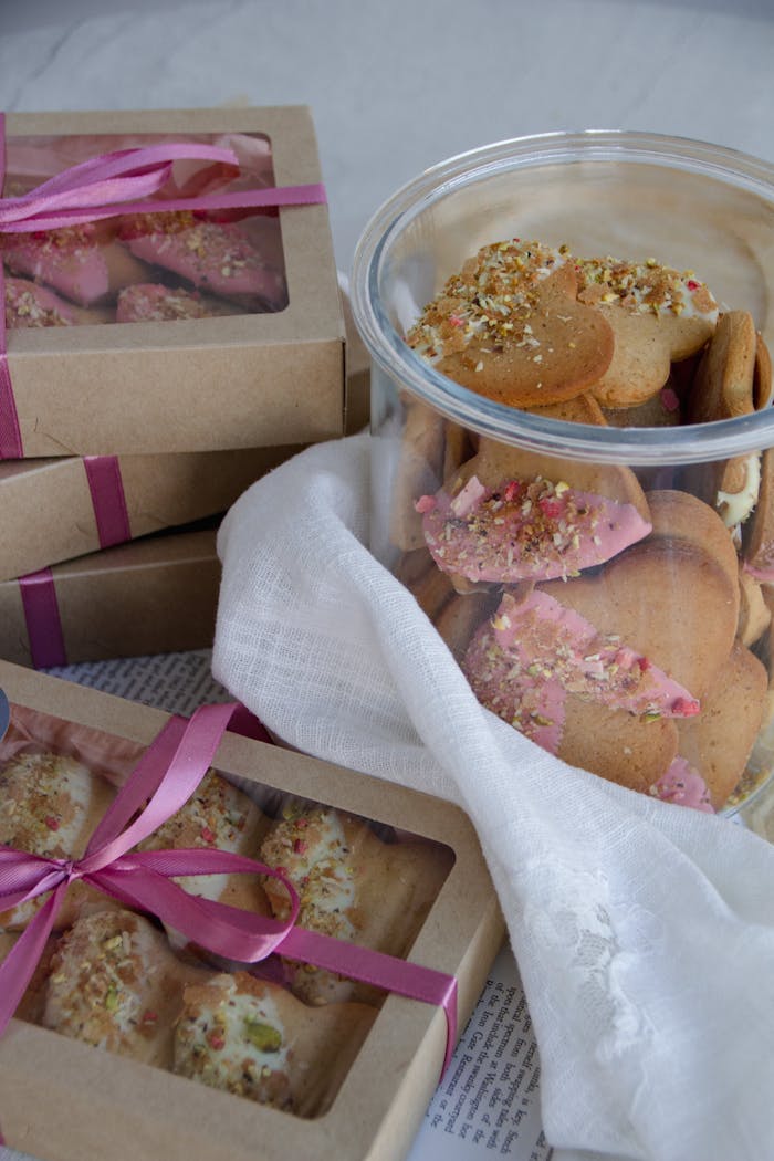 Delicious gourmet cookies in elegant boxes, perfect for gifting and celebrations.
